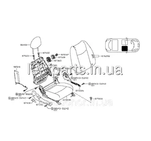 Сидіння переднє праве з підігрівом чорне G — GRAY Nissan Leaf AZE0 (13-17) 87620-3NF2A