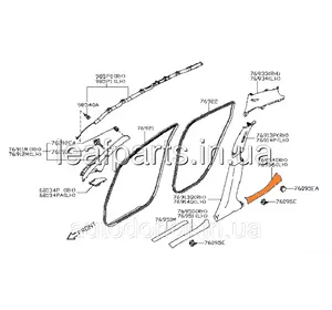 Накладка порога заднього права сіра K - GRAY Nissan Leaf ZE0 (10-12) 769B6-3NA0A