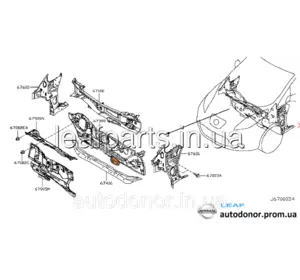 Заглушка моторного щита металевого Nissan Leaf ZE0 / AZE0 (10-17) F7300-3NAMA