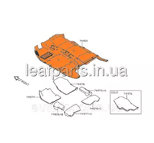 Обшивка (покриття) підлоги сіре K - GRAY Nissan Leaf ZE0 / AZE0 (10-17) 74902-3NA0A