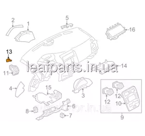 Решітка обдування права сіра K - GRAY Nissan Leaf ZE0 (10-12) 68740-3NA0A