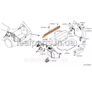 Накладка багажника передня нижня сіра K - GRAY Nissan Leaf ZE0 (10-12) 84909-3NA0A Накладка багажника передня нижня сіра K - GRAY Nissan Leaf ZE0 (10-12) 84909-3NA0A