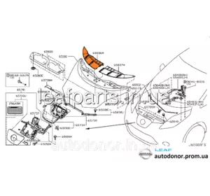 Накладка зябра капота права Nissan Leaf AZE0 (13-17) 65836-3NA1A Накладка зябра капота права Nissan Leaf AZE0 (13-17) 65836-3NA1A