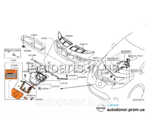 Передня кришка зарядного порту зборі Nissan Leaf AZE0 (13-17) 65701-3NF1B Передня кришка зарядного порту зборі Nissan Leaf AZE0 (13-17) 65701-3NF1B
