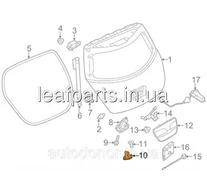 Фіксатор дверей (кришки, ляди) багажника Nissan Leaf ZE1 (18-) 90570-5SK0A Фіксатор дверей (кришки, ляди) багажника Nissan Leaf ZE1 (18-) 90570-5SK0A