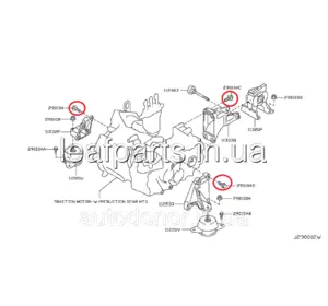 Болт кронштейнів редуктора та двигуна Nissan Leaf ZE0 (10-12) 0112-5N2721 Болт кронштейнів редуктора та двигуна Nissan Leaf ZE0 (10-12) 0112-5N2721