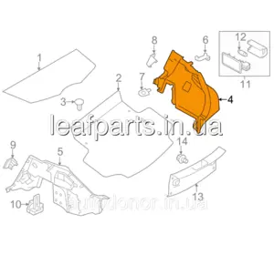 Обшивка арки багажника права чорна G - GRAY Nissan Leaf AZE0 (13-17) 84950-3NF0B Обшивка арки багажника права чорна G - GRAY Nissan Leaf AZE0 (13-17) 84950-3NF0B