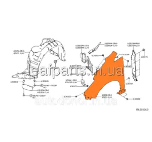 Крило передні ліве Nissan Leaf ZE1 (18-) 63101-5SA0A Крило передні ліве Nissan Leaf ZE1 (18-) 63101-5SA0A