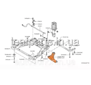 Важіль передній правий Nissan Leaf ZE1 (18-) 54500-4DA0A Важіль передній правий Nissan Leaf ZE1 (18-) 54500-4DA0A