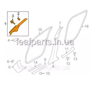 Накладка передньої стійки ліва сіра K - GRAY Nissan Leaf ZE0 (10-12) 76912-3NA0A Накладка передньої стійки ліва сіра K - GRAY Nissan Leaf ZE0 (10-12) 76912-3NA0A