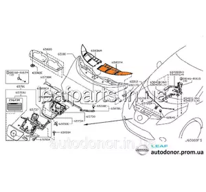 Накладка зябра капота ліва Nissan Leaf AZE0 (13-17) 65837-3NA1A Накладка зябра капота ліва Nissan Leaf AZE0 (13-17) 65837-3NA1A