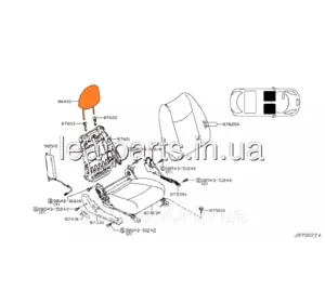 Подголовник передних сидений черный G - GRAY Nissan Leaf AZE0 (13-17) 86400-3NF0E Подголовник передних сидений черный G - GRAY Nissan Leaf AZE0 (13-17) 86400-3NF0E