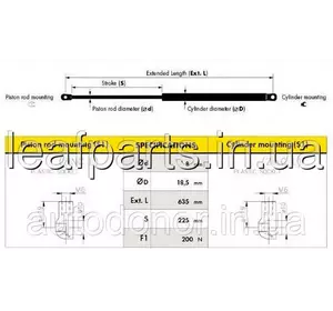 Амортизатор багажника Honda Civic 3 HB (87-91) 74820SH3305 / 200N (39-64 см) Амортизатор багажника Honda Civic 3 HB (87-91) 74820SH3305 / 200N (39-64 см)