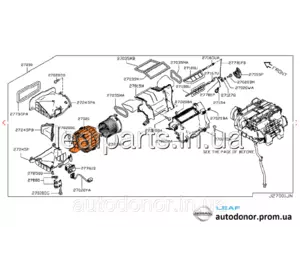 Кожух вентилятора пічки Nissan Leaf ZE0 (10-12) 27235-1FC0A Кожух вентилятора пічки Nissan Leaf ZE0 (10-12) 27235-1FC0A