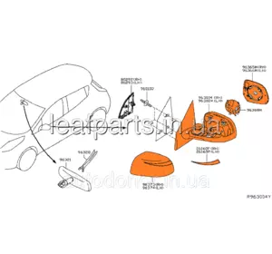 Дзеркало заднього огляду зовнішнє праве Nissan Leaf ZE1 (18-) 96301-5SA0A
